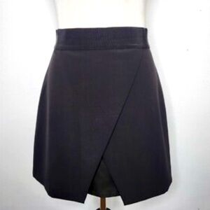 New Alice + Olivia Ericka Overlap Lambs Leather Panel Mini Skirt size 12